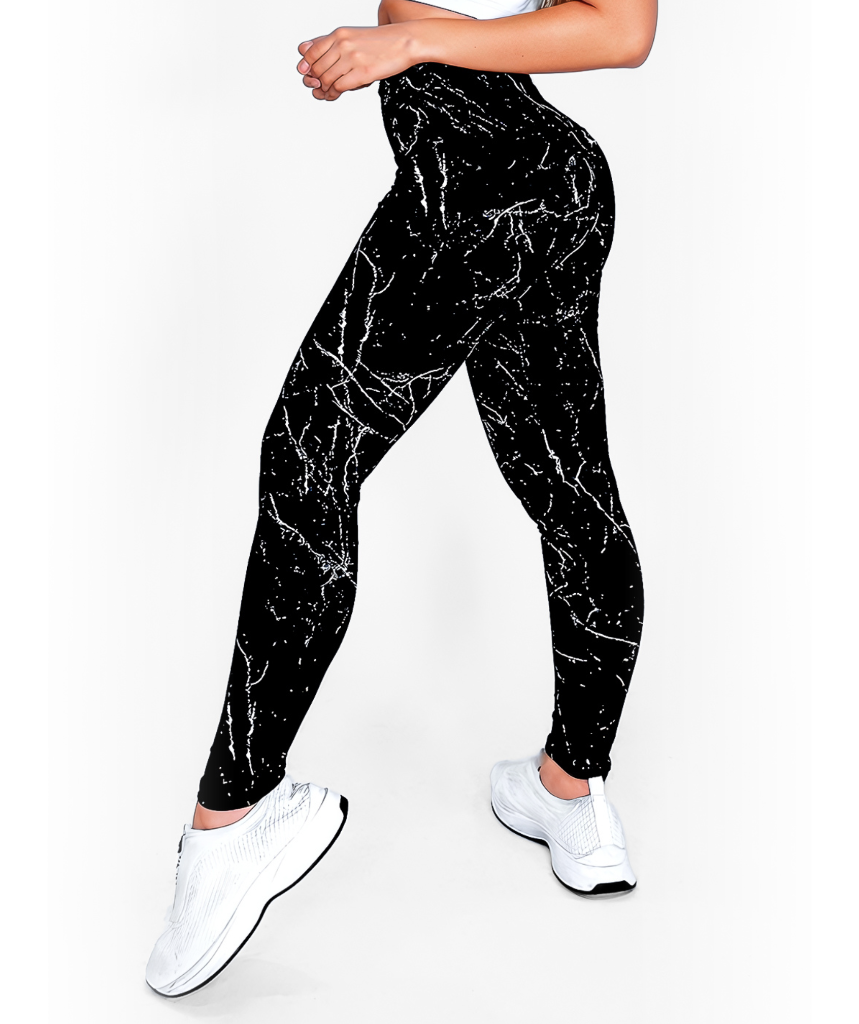 Black Marble | Premium High-Waist Legging with Tummy Control & Anti-Cellulite Technology