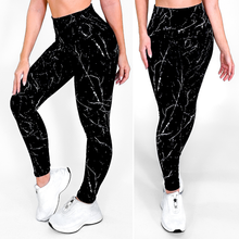 Load image into Gallery viewer, Black Marble | Premium High-Waist Legging with Tummy Control &amp; Anti-Cellulite Technology
