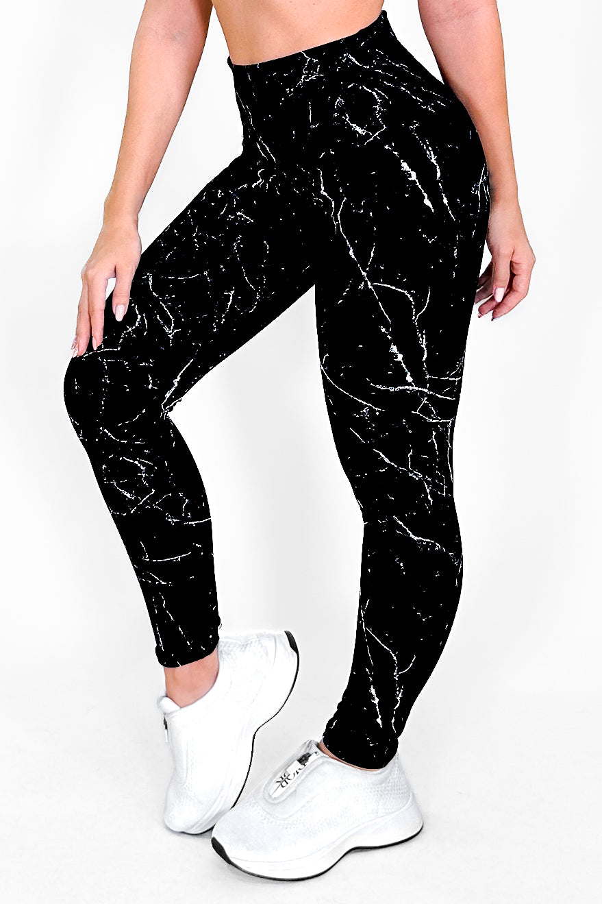 Black Marble | Premium High-Waist Legging with Tummy Control & Anti-Cellulite Technology