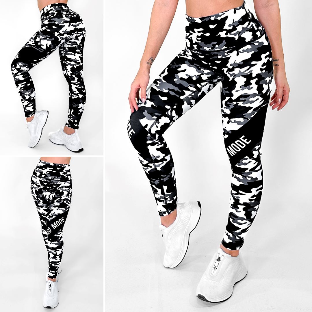 Black & White Cammo | Premium High-Waist Legging with Tummy Control & Anti-Cellulite Technology